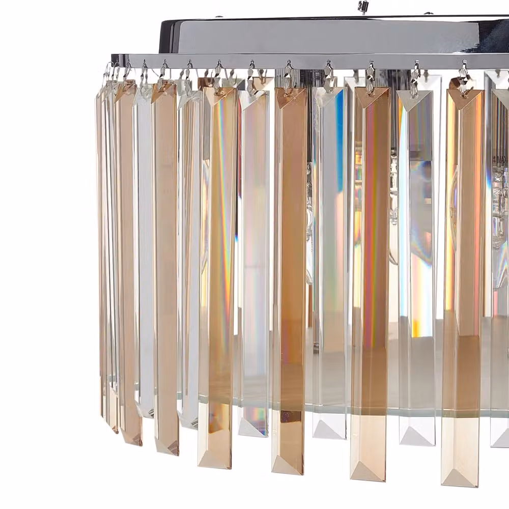 Lampadario a sospensione BELIANI in metallo cromato e cristalli di vetro per soggiorno e sala da pranzo, altezza regolabile, L 120 cm x P 50 cm x H 40 cm – 2