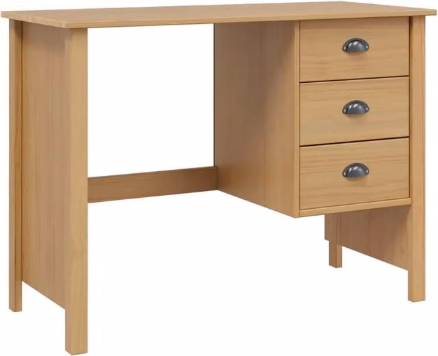 Scrivania moderna in legno di pino marrone per ufficio o camera da letto L: 100 cm, P: 45 cm, H: 74 cm – 1