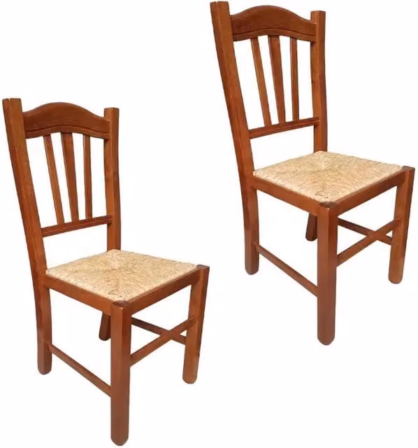 Set di 2 sedie Gendarme Mobili 2G in legno di faggio e paglia color noce e marrone – 2