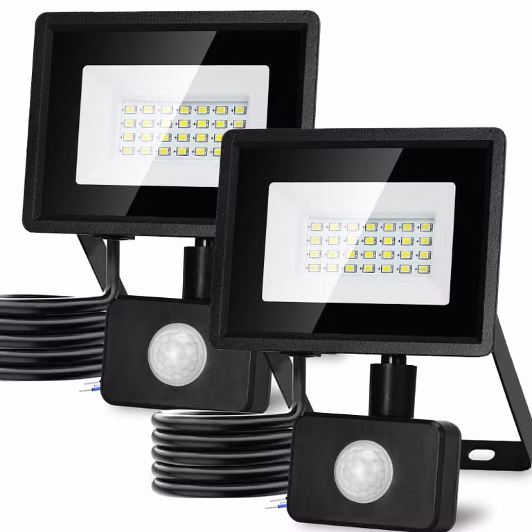 Fari a LED da 20W con sensore, 1650 lumen, grado di protezione IP65, temperatura di colore 6500K, confezione da 2 pezzi