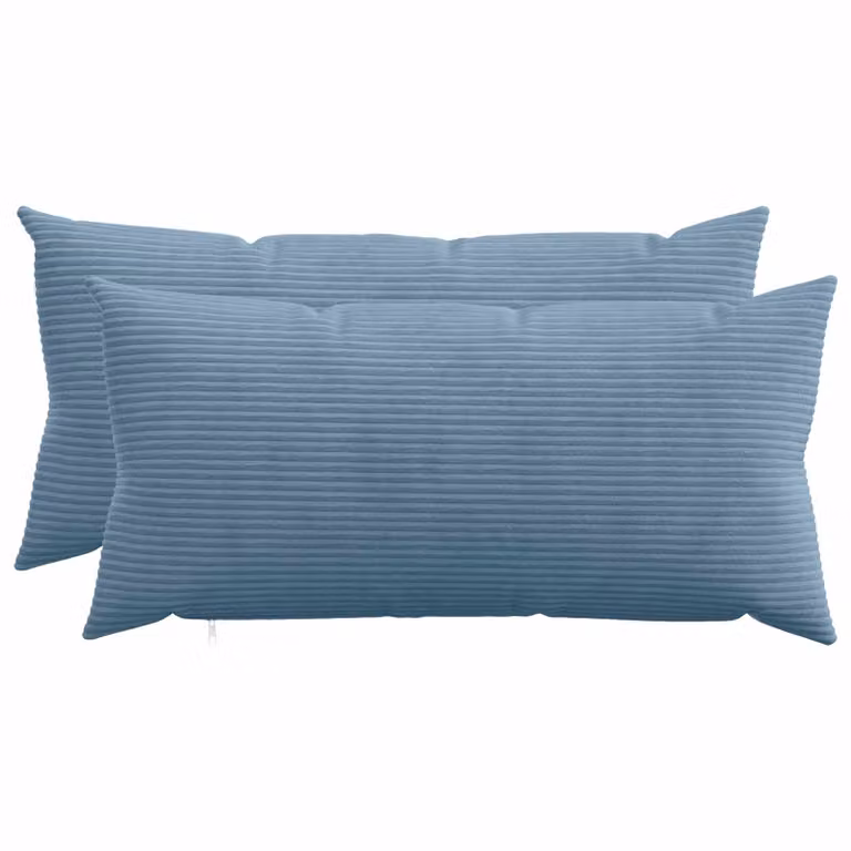 Set di 2 federe vidaXL HEERLEN in velluto a coste blu, L 40 cm x P 70 cm