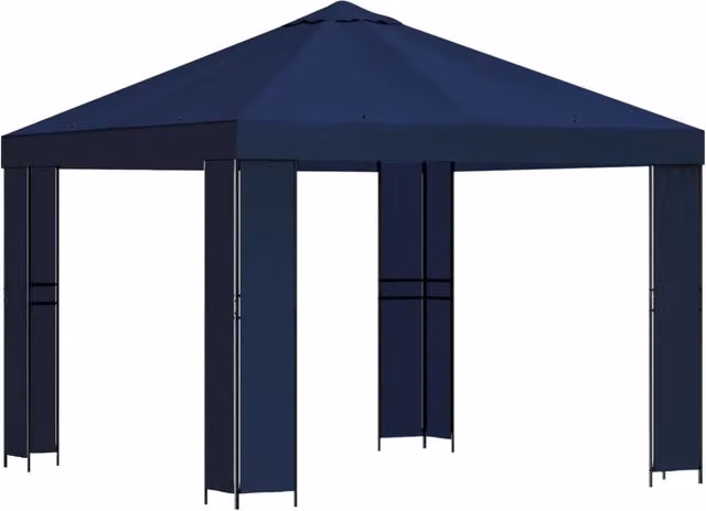 Gazebo | Pergolato 3 x 3 m Blu Poliestere e Acciaio 190 gsm