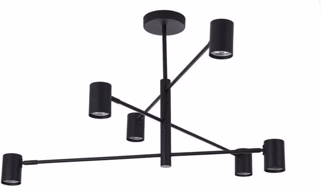 Lampada a sospensione Snow Light Prestige nera in metallo con 6 faretti GU10, Ø 80 cm