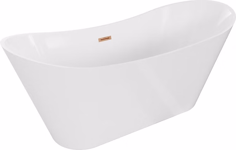 Mexen Celia vasca da bagno indipendente 170 x 75 cm, bianca, troppopieno in rame spazzolato - 52331707500-65
