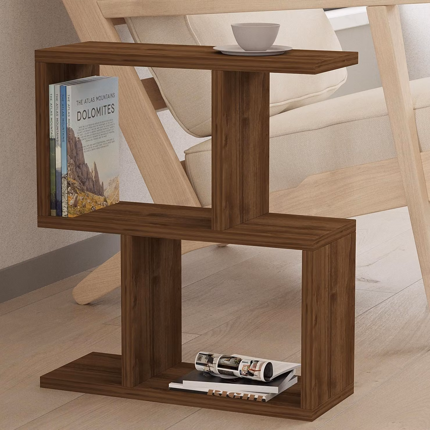 Flero - Tavolino da Salotto, 45x17x51h cm Marrone Noce, 2 Vani
