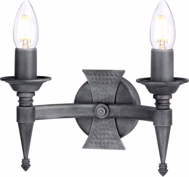 Applique candela Saxon doppia E14 nero/argento Elstead
