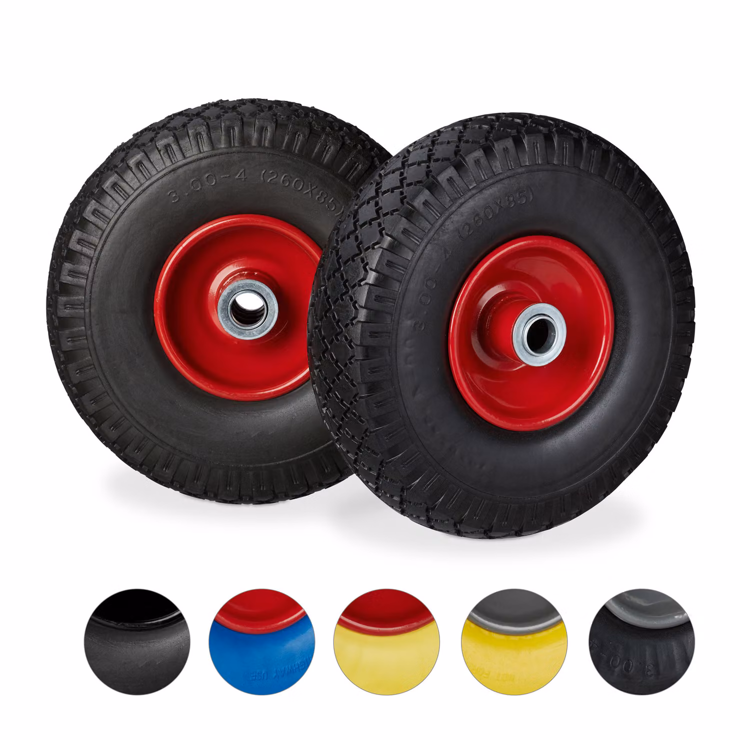 relaxdays 2 x ruote per carrelli manuali in PU nero-rosso