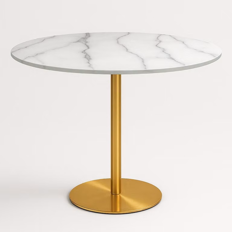 Tavolo rotondo 80 cm con effetto marmo dorato in stile classico-moderno Monika