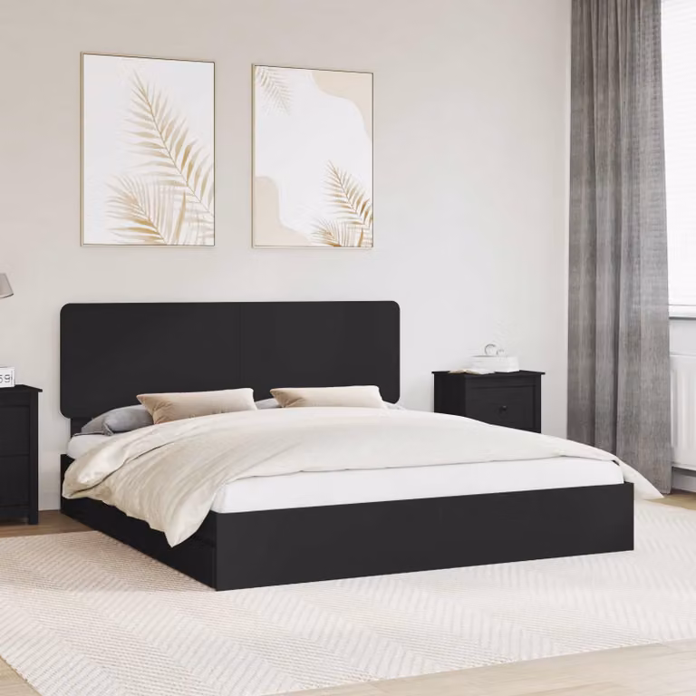 Letto con contenitore moderno vidaXL in legno ingegnerizzato nero L/P/H: 200 x 200 x 206 cm