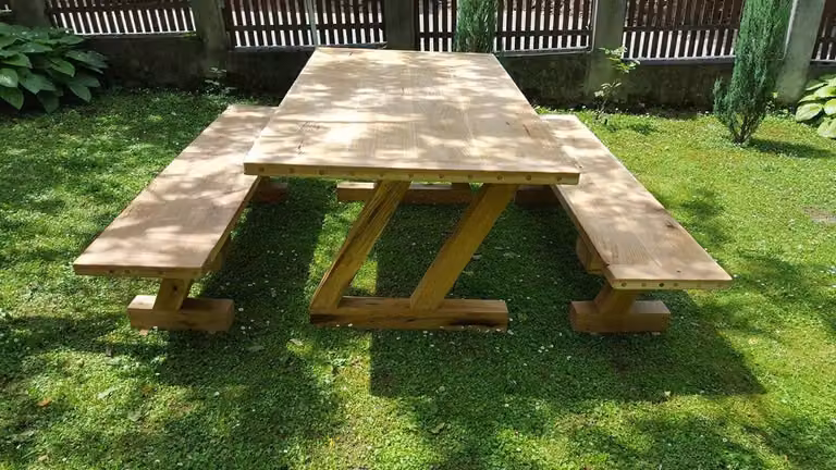 Casa Padrino set di mobili da giardino rustici - tavolo + 2 panche da giardino (lunghezza: 200 cm) - rovere massiccio - modello Z