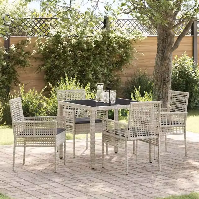 Set da Pranzo per Giardino 5 pz Grigio chiaro polyrattan 3334896