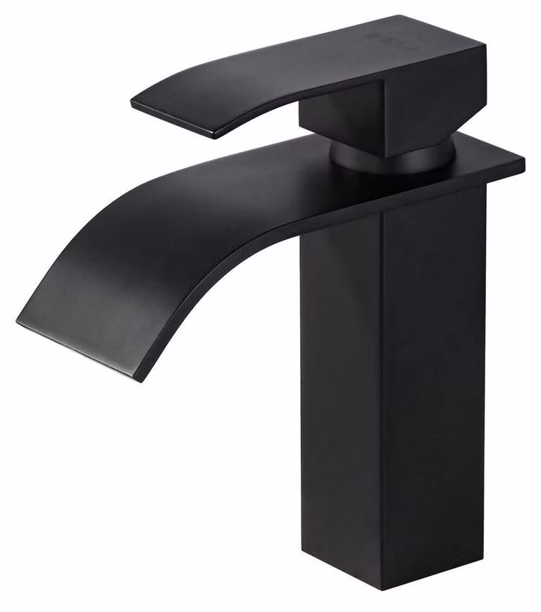 Miscelatore per lavabo a cascata, nero, in acciaio inossidabile, monocomando, altezza del beccuccio: 98 mm