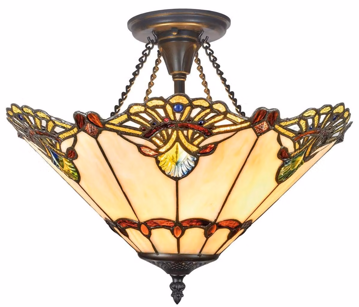 Casa Padrino plafoniera Tiffany Multicolore Ø 40 x H. 41 cm - Plafoniera artigianale composta da 264 pezzi