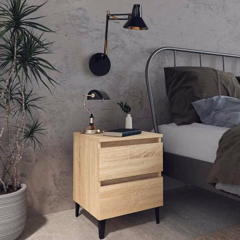 Comodino vidaXL in Rovere Sonoma e Legno Multistrato, Stile Industrial, L/P/H: 40 x 35 x 50 cm