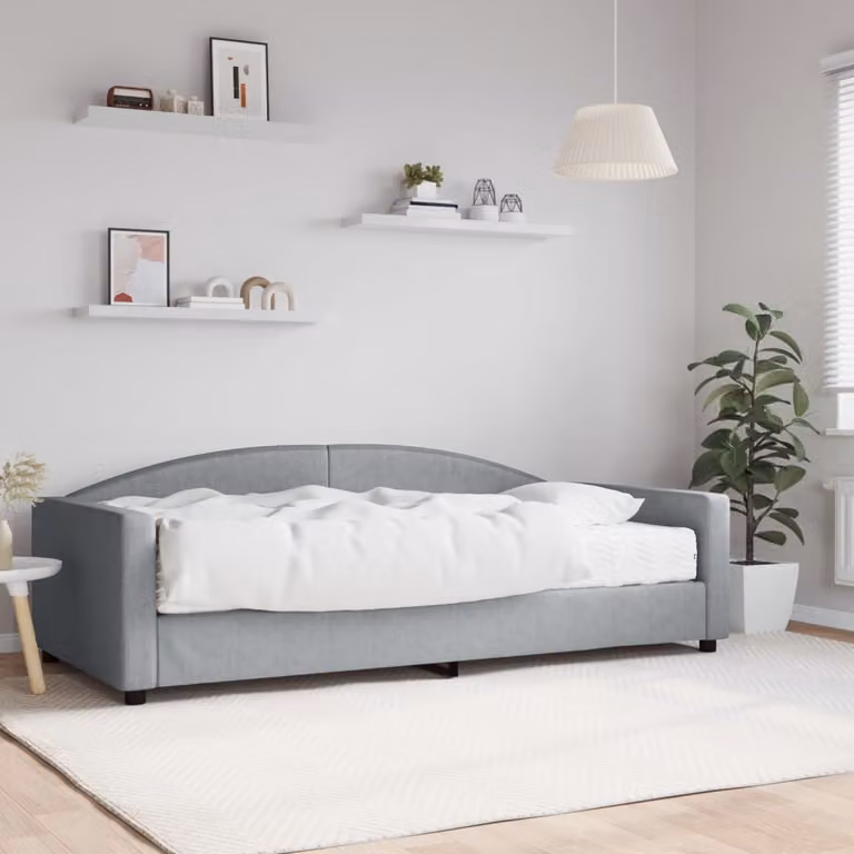 vidaXL Divano Letto Moderno con Materasso in Tessuto Grigio L/P/H: 223 x 100 x 75 cm