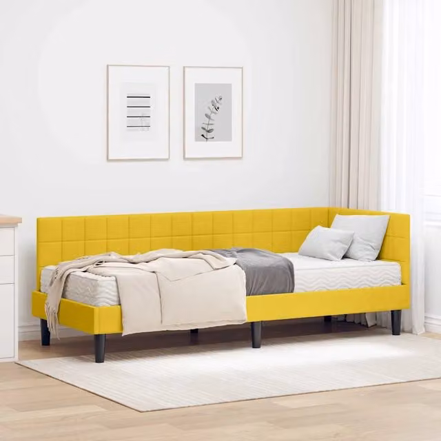 Struttura Letto Angolare con Materasso 2 pz Giallo 80 x 200 cm 3393964