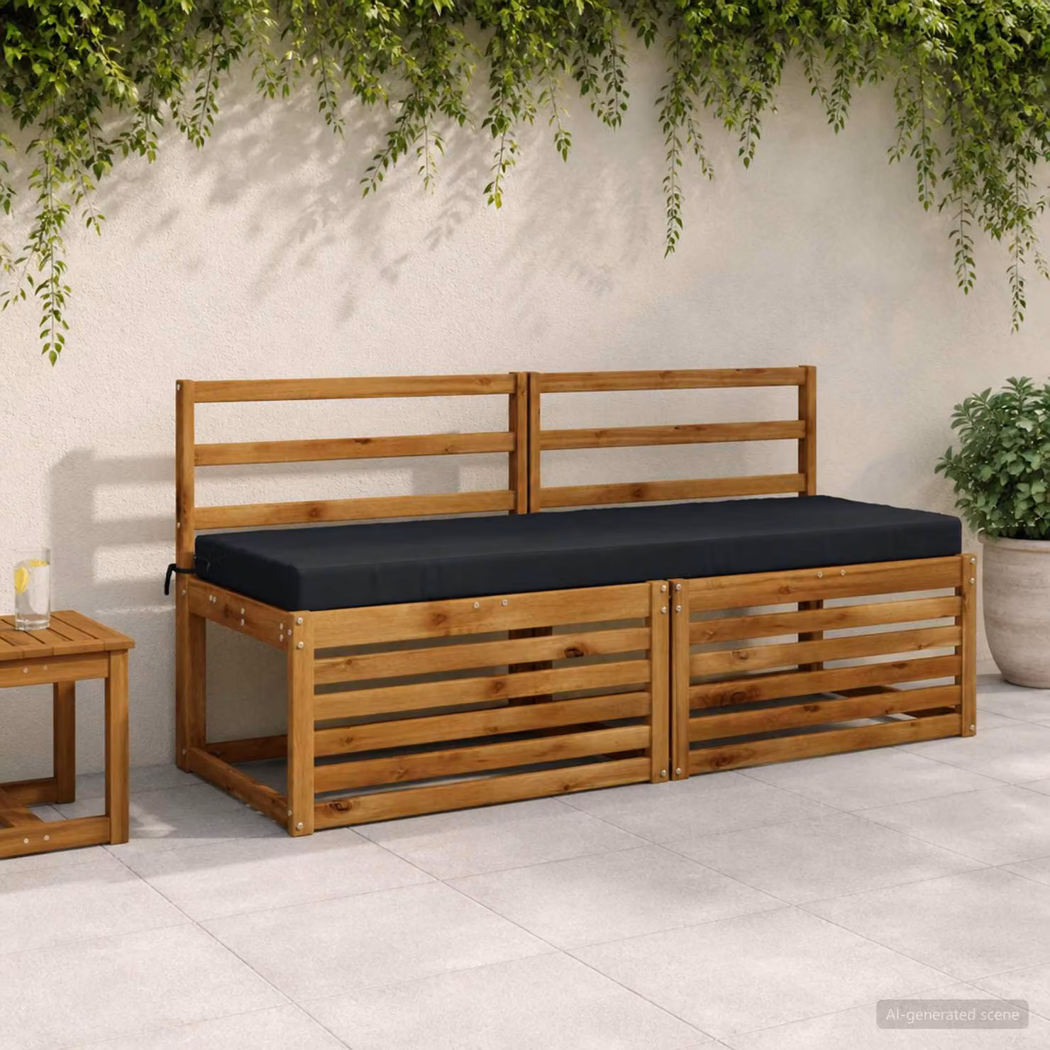 Set di 2 cuscini per panchina vidaXL SOEST in poliestere blu scuro con fodera rimovibile e resistente ai raggi UV