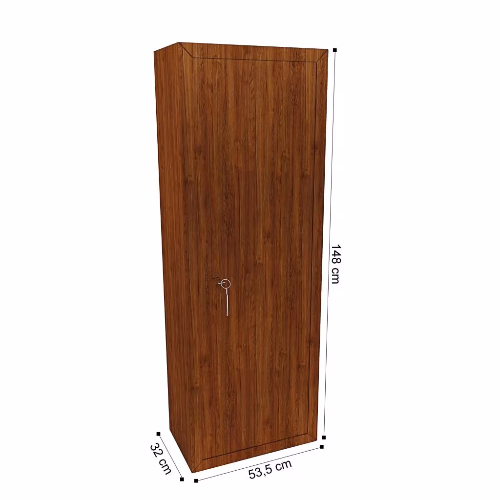 Armadio Portafucili Blindato in Acciaio con Effetto Legno e Tesoretto, 10 Posti, Marrone, H: 148 cm, L: 53,5 cm, P: 32 cm – 2