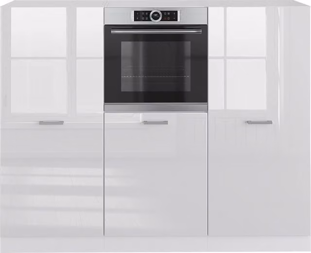 Cucina componibile moderna Vicco R-Line Bianco lucido/Bianco, L: 180 cm, H: 143 cm, P: 59 cm, senza piano di lavoro