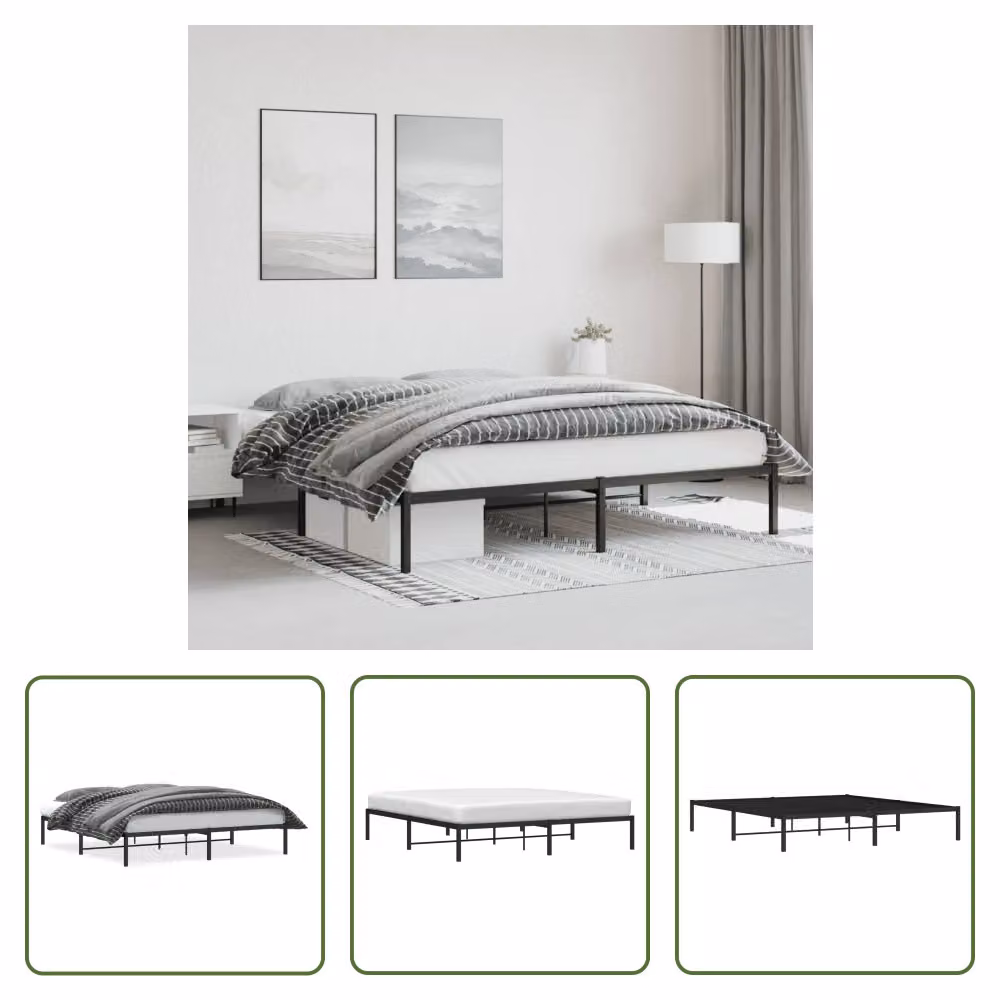 The Living Store Struttura letto in metallo nero 183x213 cm