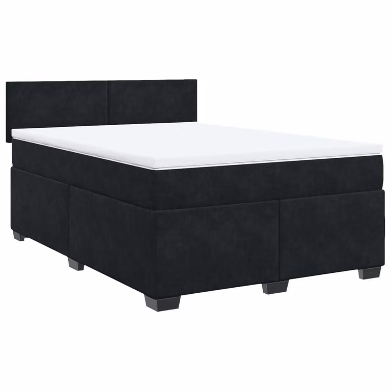 Giroletto a Molle con Materasso Nero 160x200 cm in Velluto