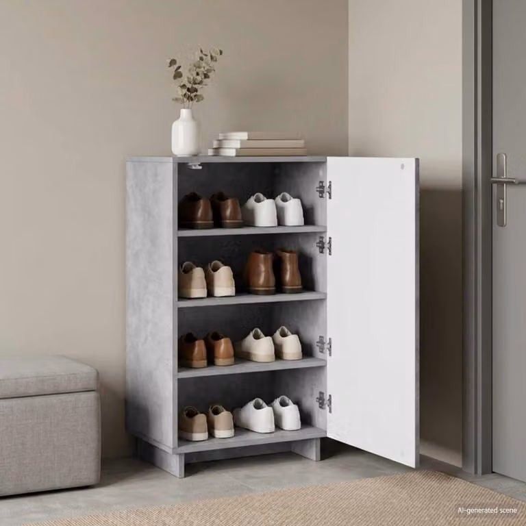 Scarpiera moderna vidaXL in legno e MDF Grigio Cemento L/P/H: 48 x 38 x 87,5 cm
