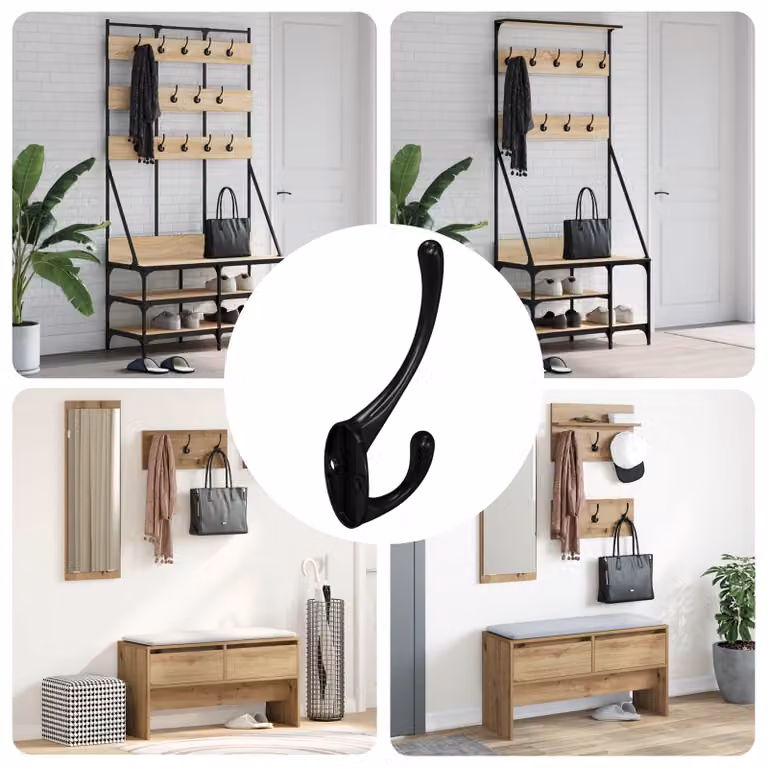 Set di 346 ganci per vestiti vidaXL in lega di zinco nero opaco L/P/H: 10,2 x 2,9 x 4,7 cm