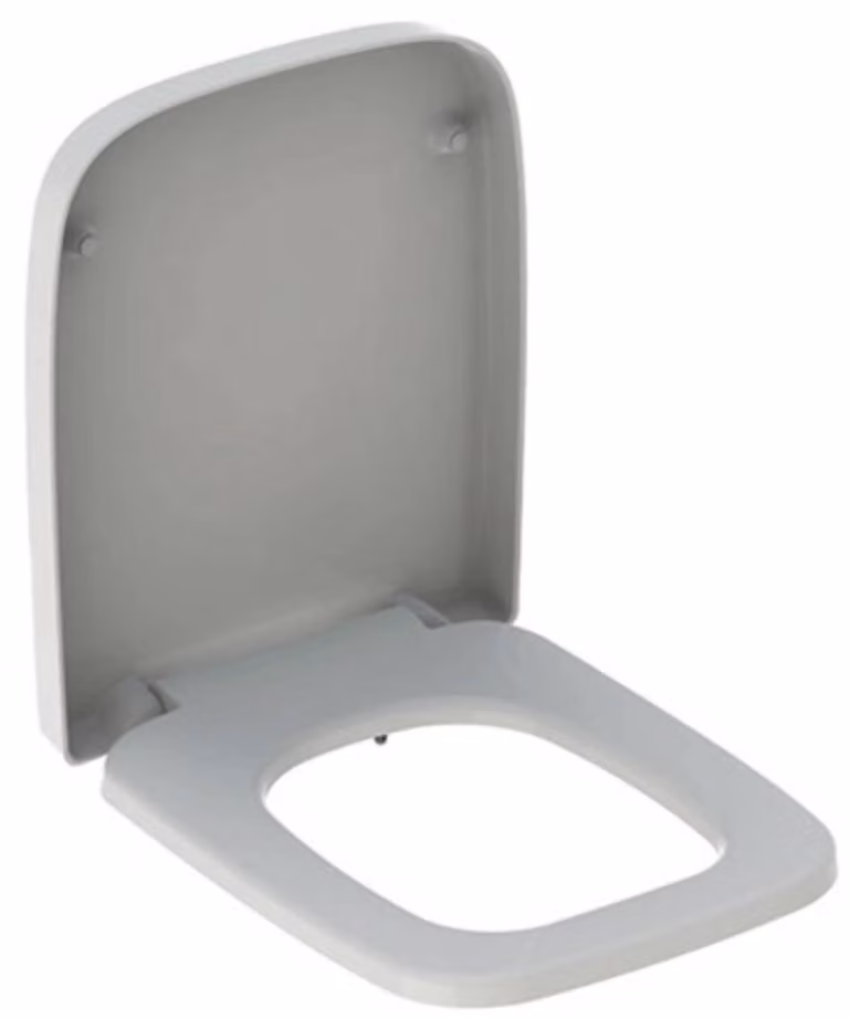 Copertura per WC, forma D, plastica dura, chiusura ammortizzata, bianca, 44x36 cm