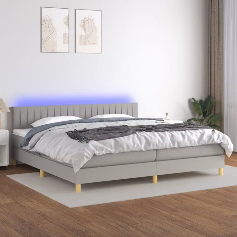 Maison Exclusive - Letto a Molle Materasso e LED Grigio Chiaro 200x200 cm Tessuto