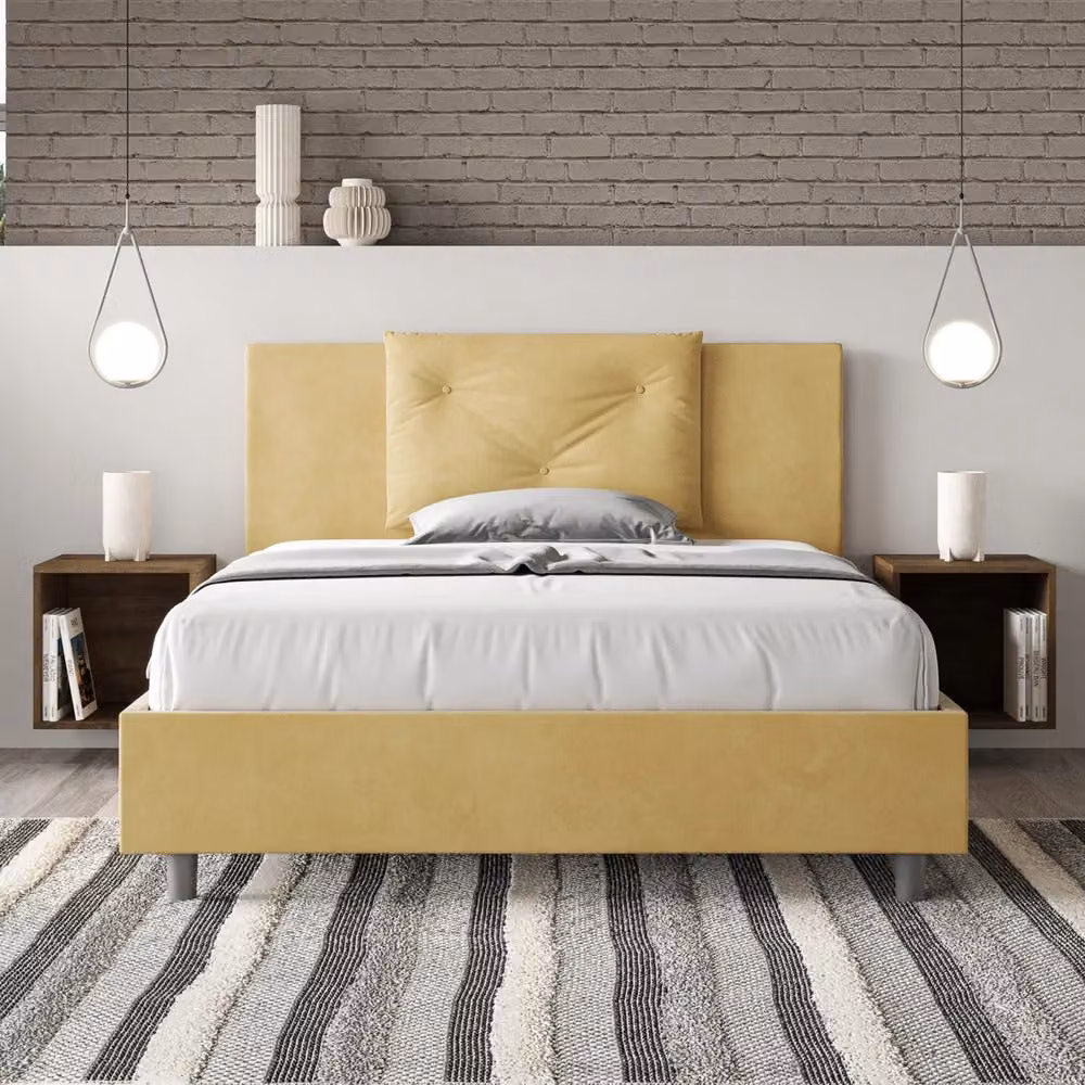 Letto Matrimoniale con Contenitore e Rete a Alzata Giordanoshop Giallo L/P/H: 200 x 200 x 215 cm – 2