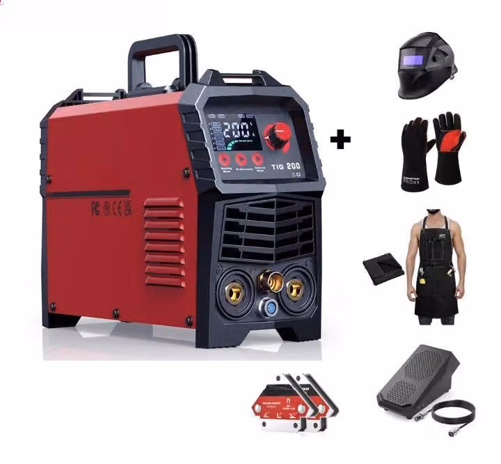 Saldatrice inverter 2-in-1 TIG e MMA, 200 Ampere, con accessori