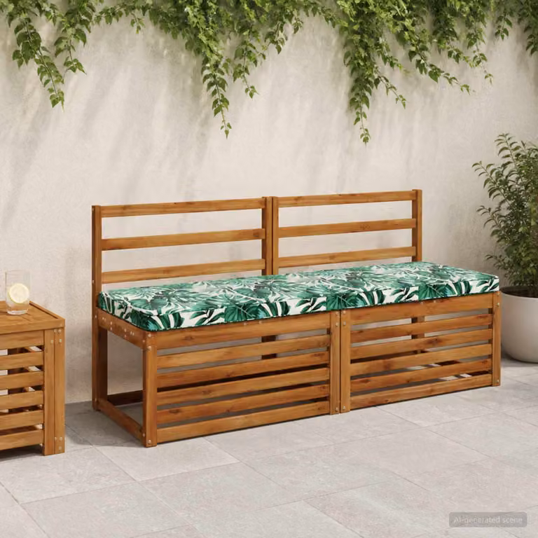 Set di 2 cuscini per panchina vidaXL VUGHT verdi in poliestere con rivestimento rimovibile e resistente ai raggi UV