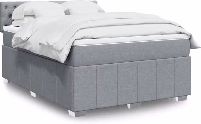 Letto Ibrido con Giroletto a Molle e Materasso vidaXL Grigio Chiaro e Bianco L/P: 160 x 200 cm