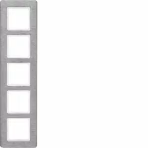 Cornice Berker a 5 moduli verticale, Q.7, acciaio inossidabile spazzolato, acciaio inossidabile, acciaio inossidabile, senza viti, Berker, Q.7, IP20