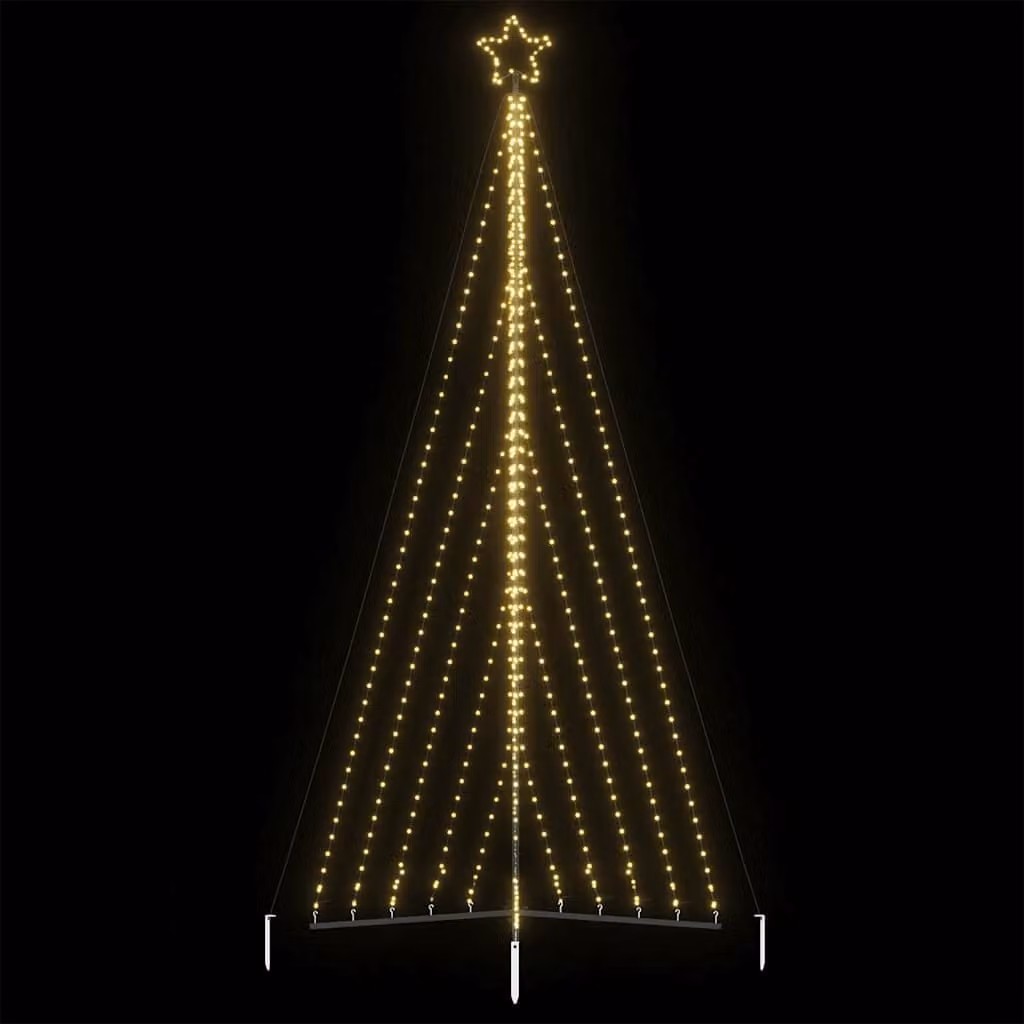 Albero di Natale a LED vidaXL con 570 LED Bianco Caldo e decorazione a stella, Altezza: 399 cm