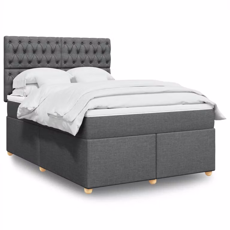 vidaXL Letto Ibrido con Materasso e Struttura Imbottita Grigio e Bianco L/P/H: 140 x 190 x 150,5 cm