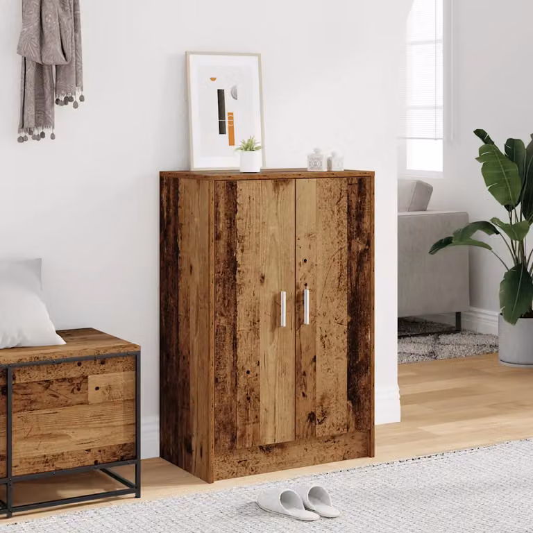 Mobile porta scarpe vidaXL in legno stile rustico marrone con ante a cerniera L/P/H: 60 x 35 x 92 cm