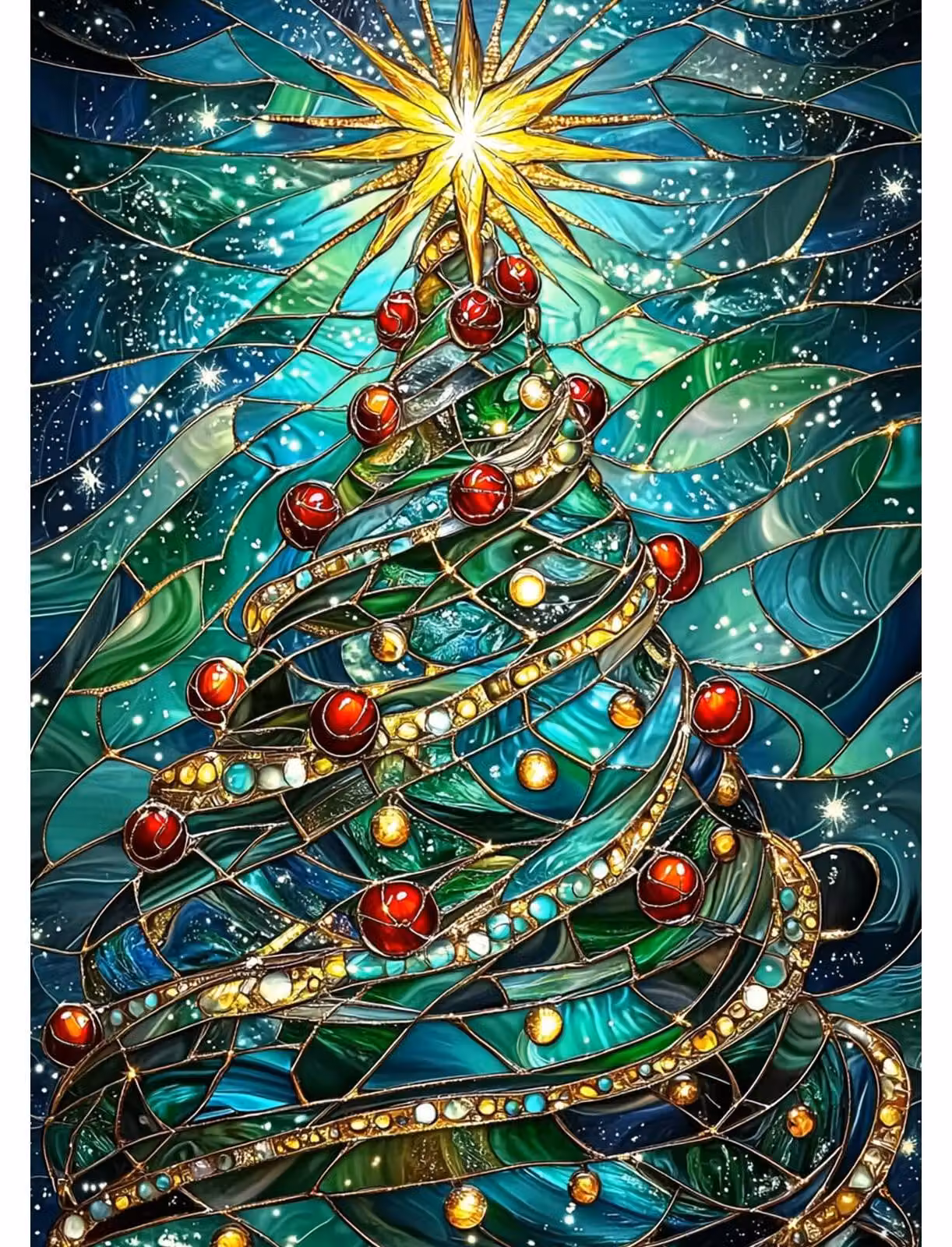 Kit per Diamond Painting a forma di albero di Natale, dimensioni 30x40 cm
