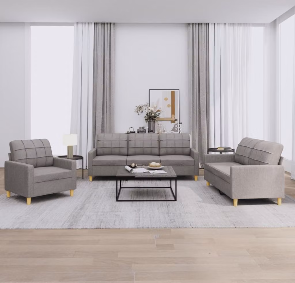 Maison Exclusive - Set divano a 3 pezzi con cuscini in tessuto color taupe