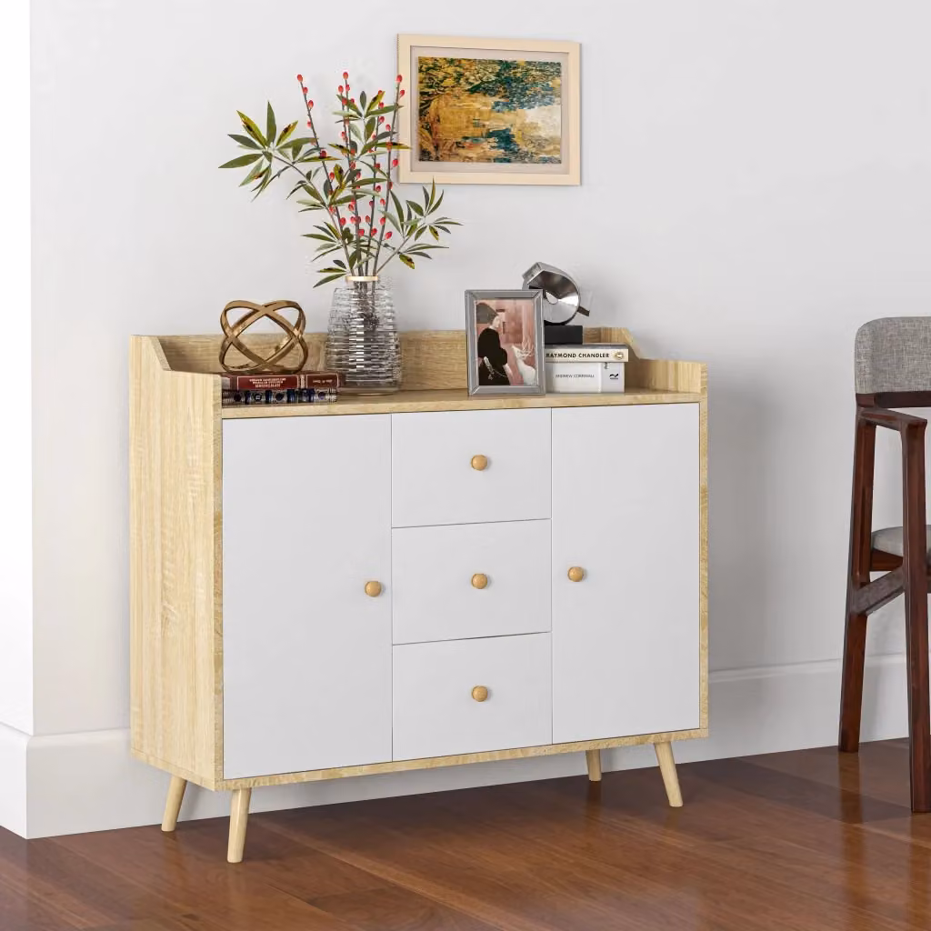 Mobile Credenza con 3 Cassetti GIORDANOSHOP in Legno di Pino e MDF, L 90 cm x P 32 cm x H 80 cm – 2
