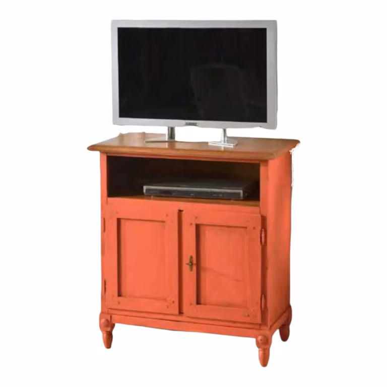 Porta TV in legno stile arte povera arancione anticato/naturale Mobili 2G L: 81 cm, P: 43 cm, H: 94 cm
