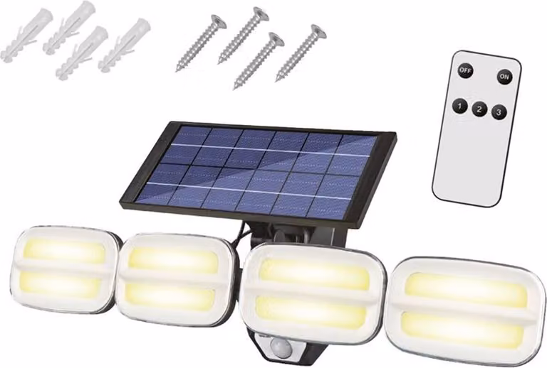 Lampada solare da parete a LED per esterni con rilevatore di movimento Lampada da parete per esterni 8XCOB 3000LM batteria ricaricabile 4800MAH telecomando
