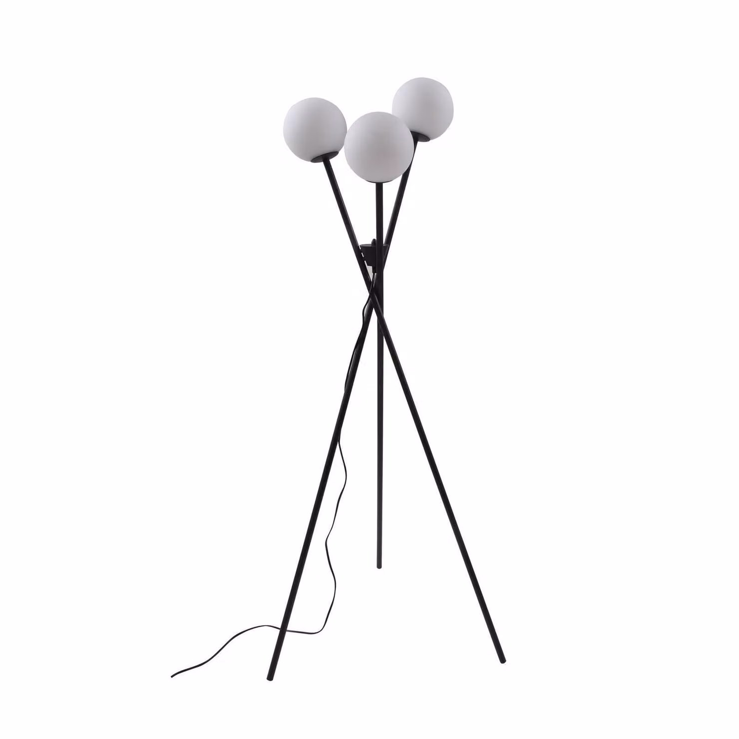 Lucande lampada da terra Visata, nero, vetro, 3 luci, treppiede