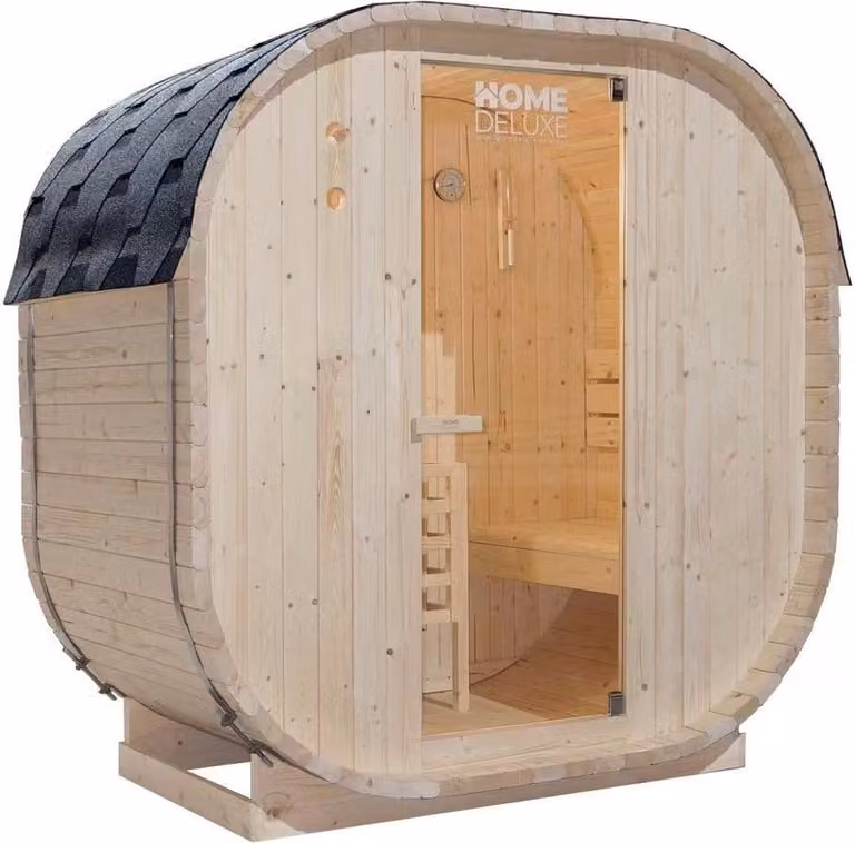 Home Deluxe - Sauna da esterno CUBE M - dimensioni: ca. 194 cm x 195 cm x 120 cm, legno: abete rosso - incl. riscaldatore sauna e accessori sauna I Sauna da giardino, sauna da esterno, sauna a botte per 2 persone