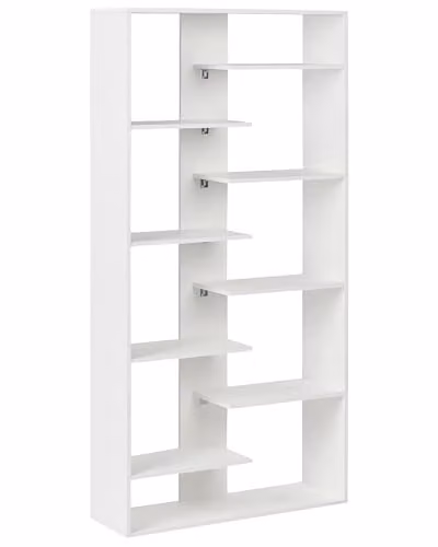 Libreria a 8 ripiani in truciolato bianco
