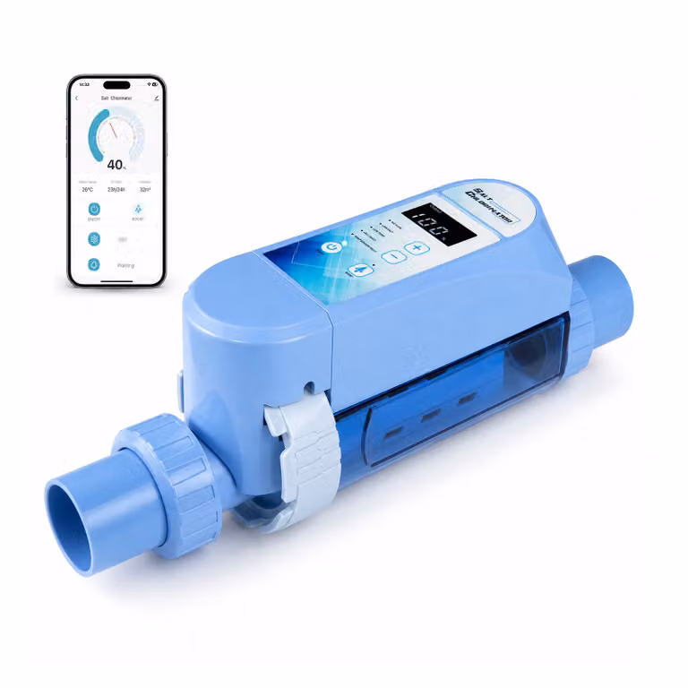 Costway Generatore di cloro salino per piscine fino a 18 m3 con sistema di clorazione a sale 4 g/h, controllo tramite app e funzione autopulente