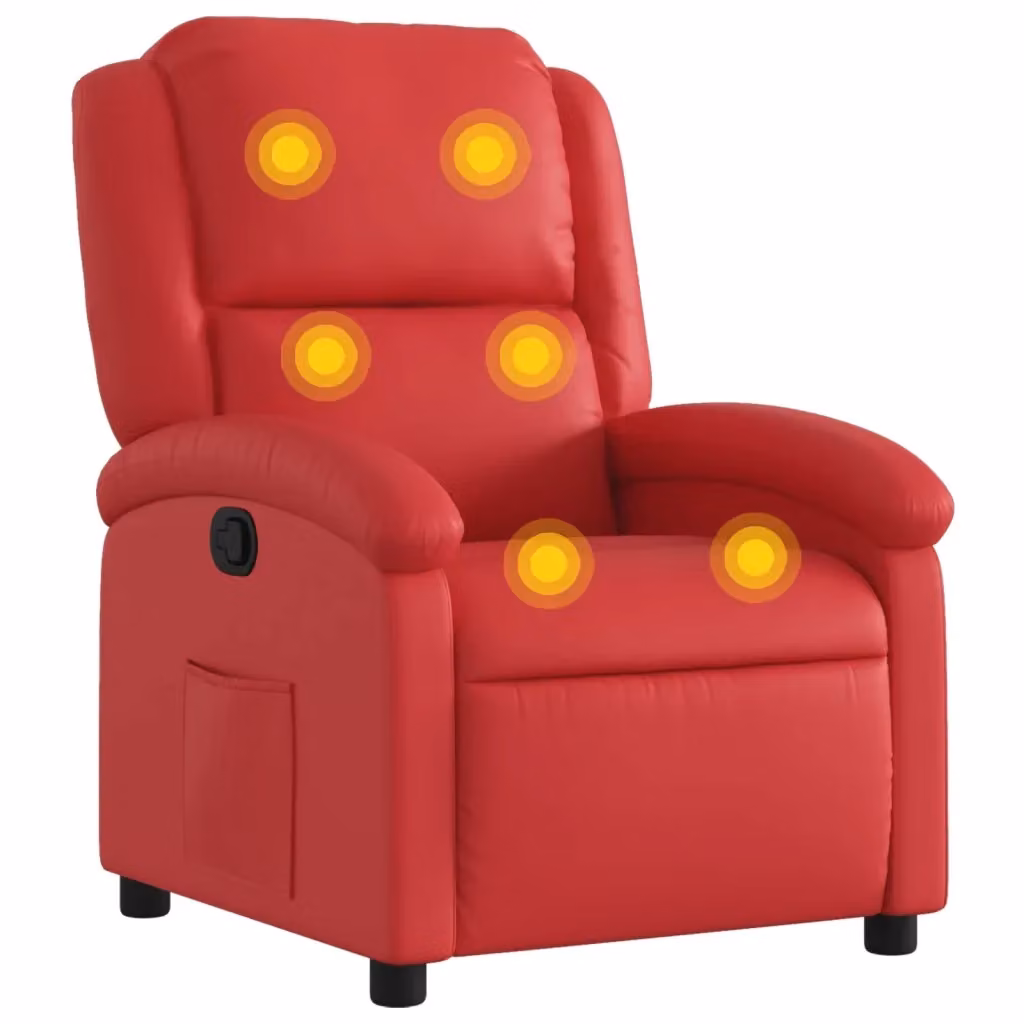 Poltrona Relax Reclinabile vidaXL in Similpelle Rossa con Braccioli e Imbottitura in Schiuma – 2