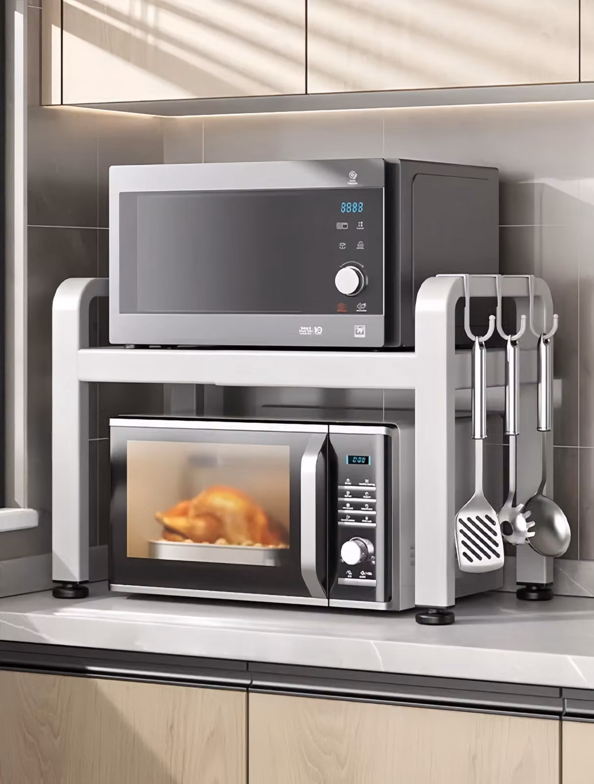Omgoods - Ripiano estensibile per microonde e forno - Organizzazione cucina, dimensioni 36 x 63 cm
