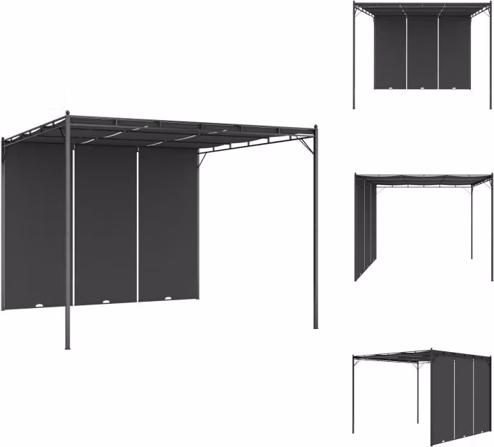 vidaXL Padiglione da giardino con tenda laterale 3x3x2,25 m antracite - Padiglioni e tende per feste