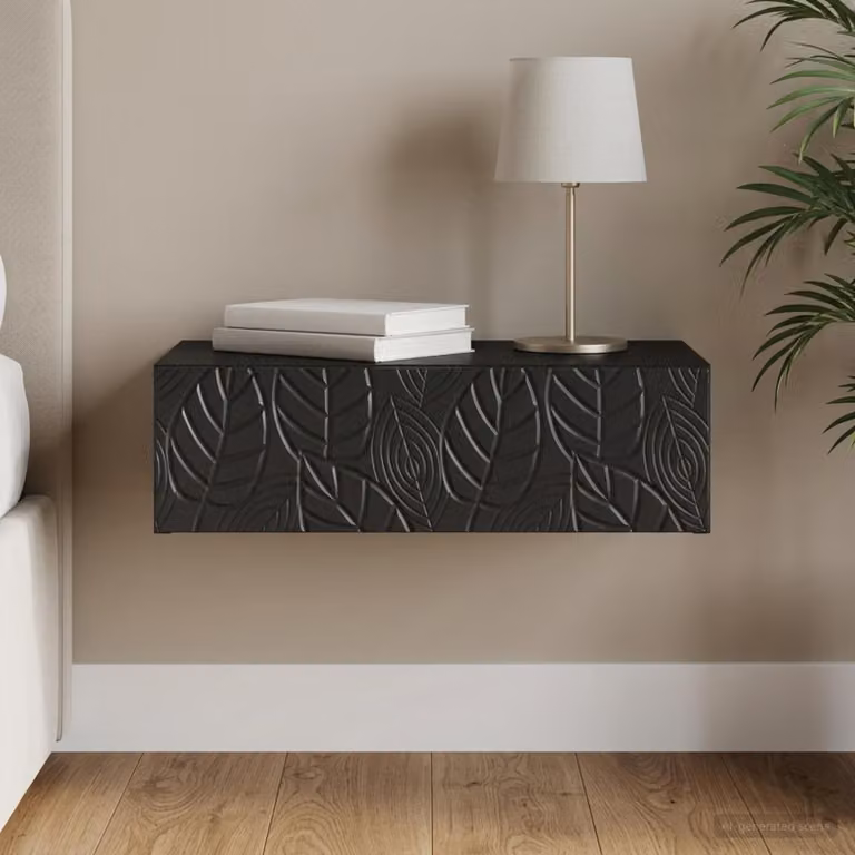 vidaXL Tavolino da Parete Laterale Moderno Nero L: 59 cm, P: 34,5 cm, H: 17 cm